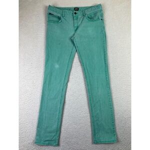 Vans Jeans Womens 13 Green Stretch Skinny Denim Pants Checker Patch Skate Style